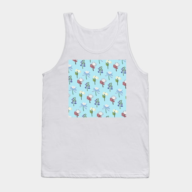 Liyue Flowers Print (Blue) Tank Top by casserolestan